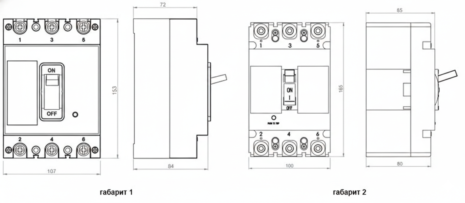 Внешний вид, габаритные, установочные и присоединительные размеры ВА5735