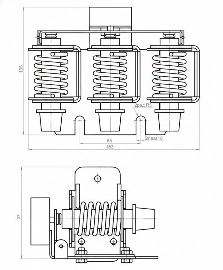Внешний вид, габаритные и установочные размеры реле тока РЭО-401 25А