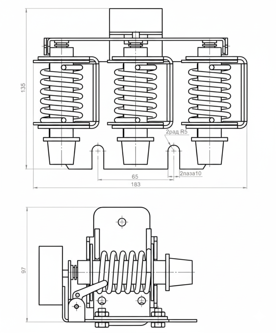 Внешний вид, габаритные и установочные размеры реле тока РЭО-401 10А